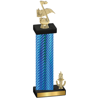 Accented Single Blue Carbon Fiber Victory Music Trophy