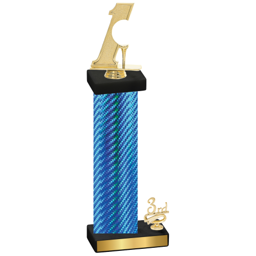 Accented Single Blue Carbon Fiber Third Place Golf Trophy