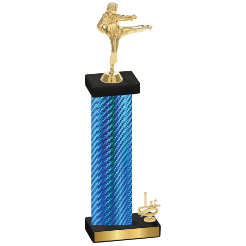 Accented Single Blue Carbon Fiber First Place Karate Trophy