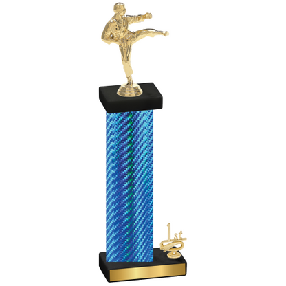 Accented Single Blue Carbon Fiber First Place Karate Trophy