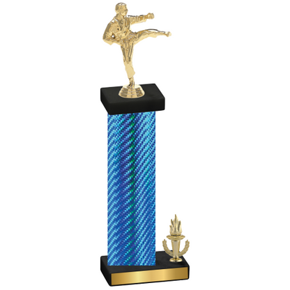 Accented Single Blue Carbon Fiber Victory Karate Trophy