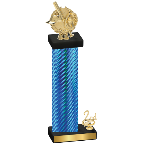 Accented Single Blue Carbon Fiber Second Place Baseball Trophy