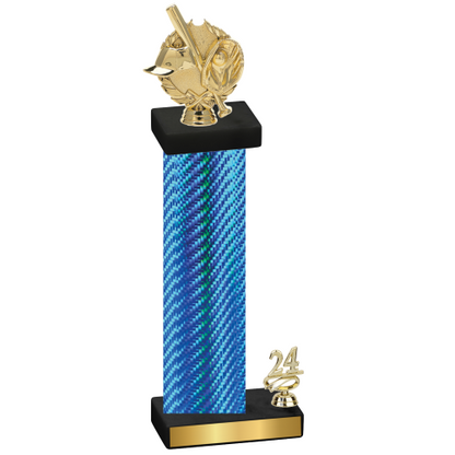 Accented Single Blue Carbon Fiber Year Baseball Trophy