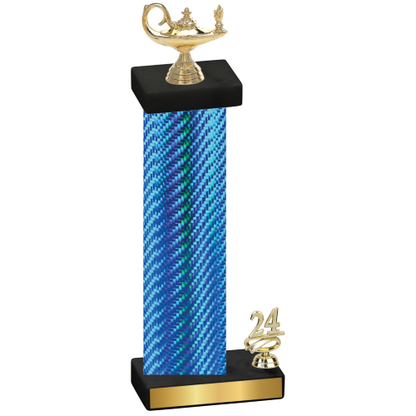 Accented Single Blue Carbon Fiber Year Academics Trophy