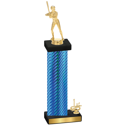 Accented Single Blue Carbon Fiber First Place Softball Trophy