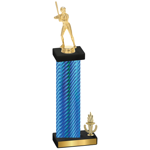 Accented Single Blue Carbon Fiber Victory Softball Trophy