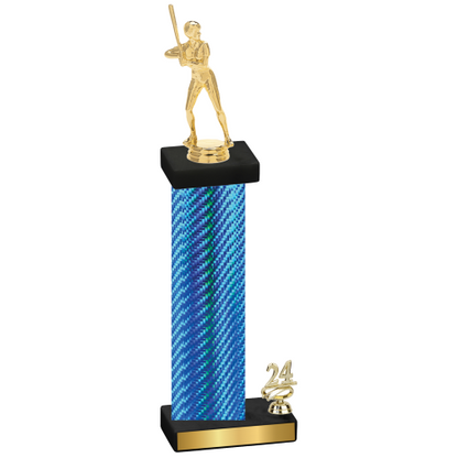 Accented Single Blue Carbon Fiber Year Softball Trophy