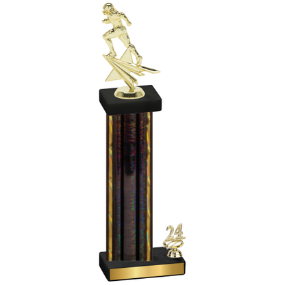 Accented Single Black Glacier Year Football Trophy