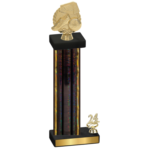 Accented Single Black Glacier Year Soccer Trophy