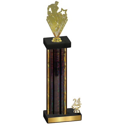 Accented Single Black Glacier Year Rugby Trophy