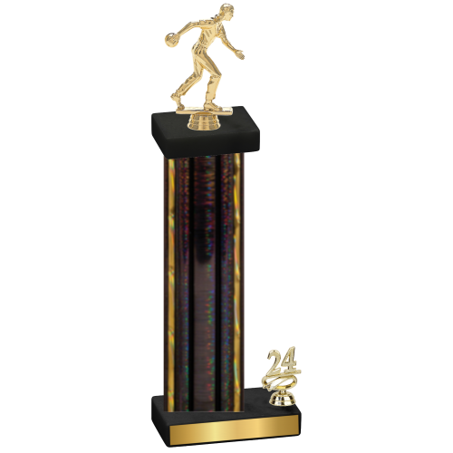 Accented Single Black Glacier Year Bowling Trophy