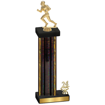 Accented Single Black Glacier Year Football Trophy