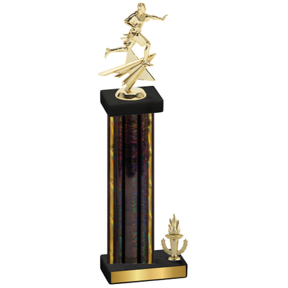 Accented Single Black Glacier Victory Flag Football Trophy