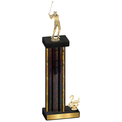 Accented Single Black Glacier Second Place Golf Trophy