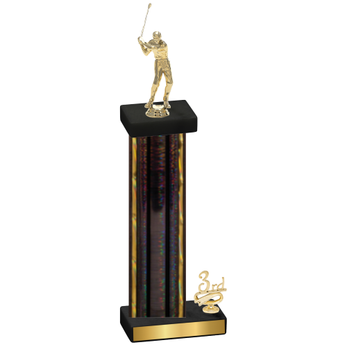 Accented Single Black Glacier Third Place Golf Trophy