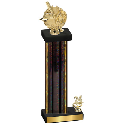 Accented Single Black Glacier Year Baseball Trophy