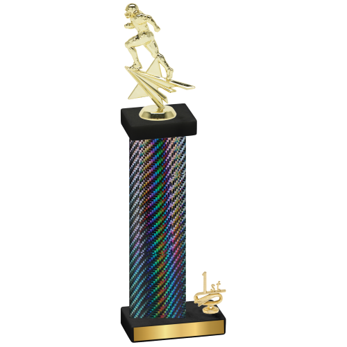 Accented Single Black Carbon Fiber First Place Football Trophy