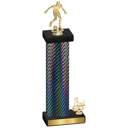 Accented Single Black Carbon Fiber Third Place Soccer Trophy