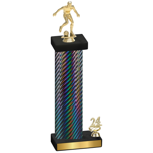 Accented Single Black Carbon Fiber Year Soccer Trophy