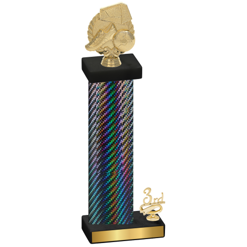 Accented Single Black Carbon Fiber Third Place Soccer Trophy