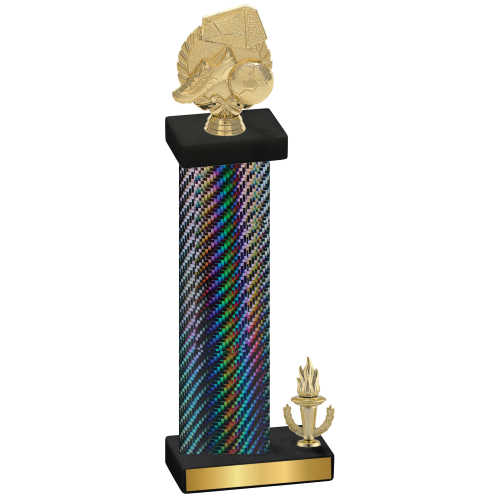 Accented Single Black Carbon Fiber Victory Soccer Trophy