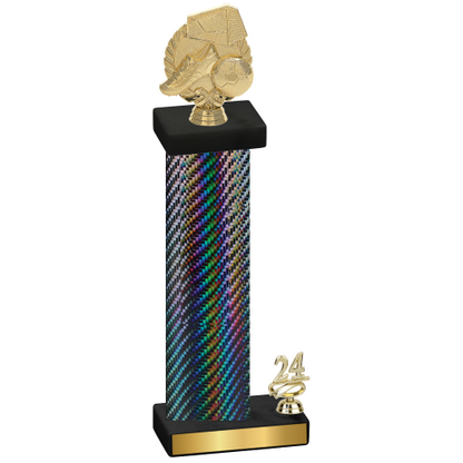 Accented Single Black Carbon Fiber Year Soccer Trophy