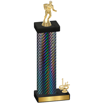 Accented Single Black Carbon Fiber First Place Rugby Trophy