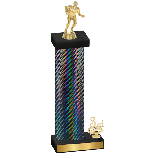 Accented Single Black Carbon Fiber Third Place Rugby Trophy