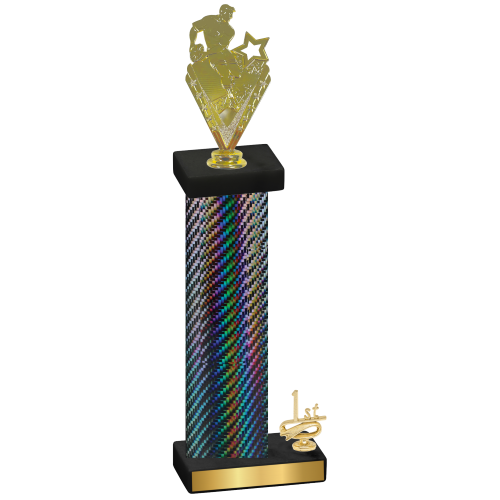 Accented Single Black Carbon Fiber First Place Rugby Trophy