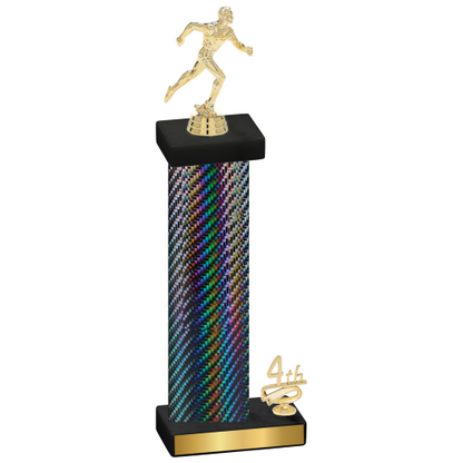 Accented Single Black Carbon Fiber Fourth Place Running Trophy