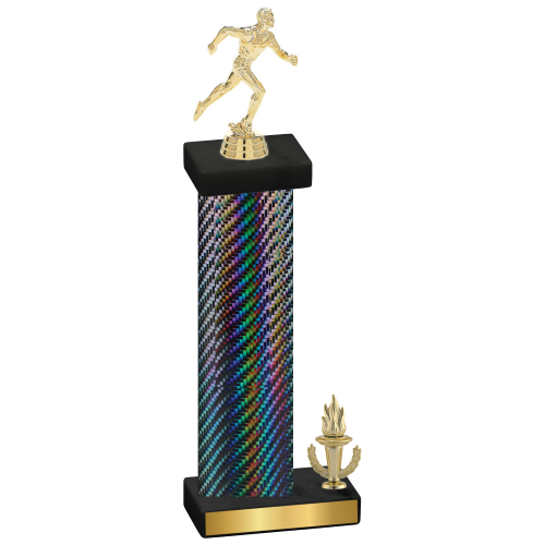 Accented Single Black Carbon Fiber Victory Running Trophy