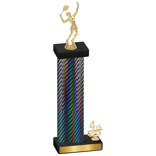 Accented Single Black Carbon Fiber Fourth Place Tennis Trophy