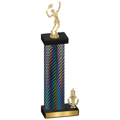 Accented Single Black Carbon Fiber Victory Tennis Trophy