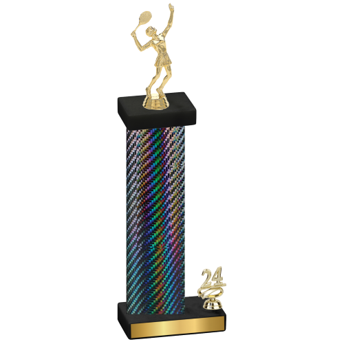 Accented Single Black Carbon Fiber Year Tennis Trophy