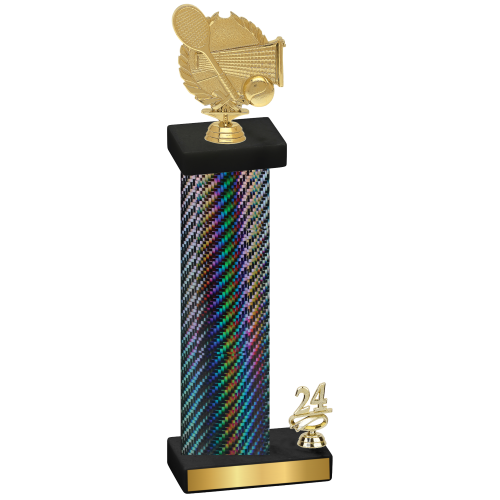 Accented Single Black Carbon Fiber Year Tennis Trophy