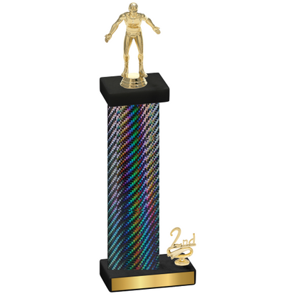 Accented Single Black Carbon Fiber Second Place Wrestling Trophy