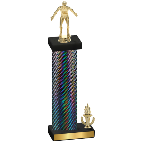 Accented Single Black Carbon Fiber Victory Wrestling Trophy