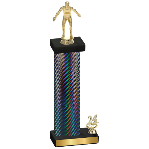 Accented Single Black Carbon Fiber Year Wrestling Trophy