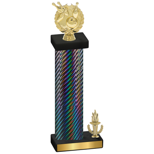 Accented Single Black Carbon Fiber Victory Bowling Trophy