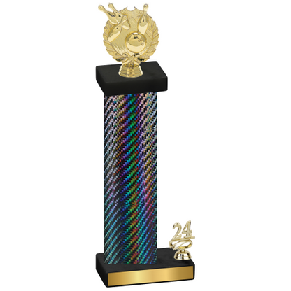 Accented Single Black Carbon Fiber Year Bowling Trophy