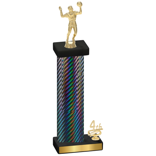 Accented Single Black Carbon Fiber Fourth Place Volleyball Trophy