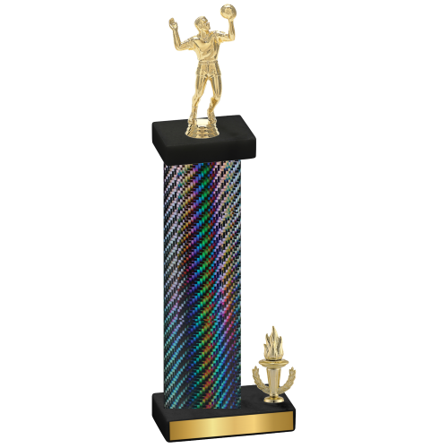 Accented Single Black Carbon Fiber Victory Volleyball Trophy