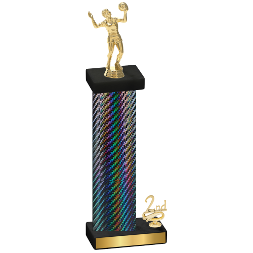 Accented Single Black Carbon Fiber Second Place Volleyball Trophy