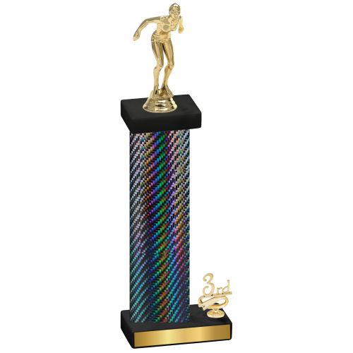 Accented Single Black Carbon Fiber Third Place Tennis Trophy