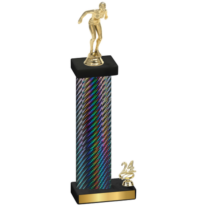 Accented Single Black Carbon Fiber Year Tennis Trophy