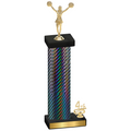 Accented Single Black Carbon Fiber Fourth Place Cheerleading Trophy