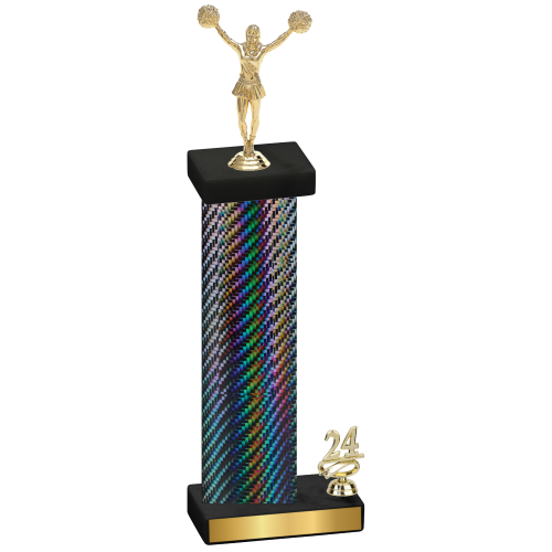 Accented Single Black Carbon Fiber Year Cheerleading Trophy