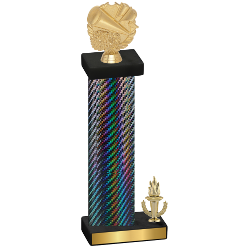 Accented Single Black Carbon Fiber Victory Cheerleading Trophy