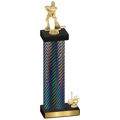 Accented Single Black Carbon Fiber First Place Hockey Trophy