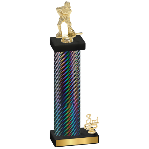 Accented Single Black Carbon Fiber Third Place Hockey Trophy